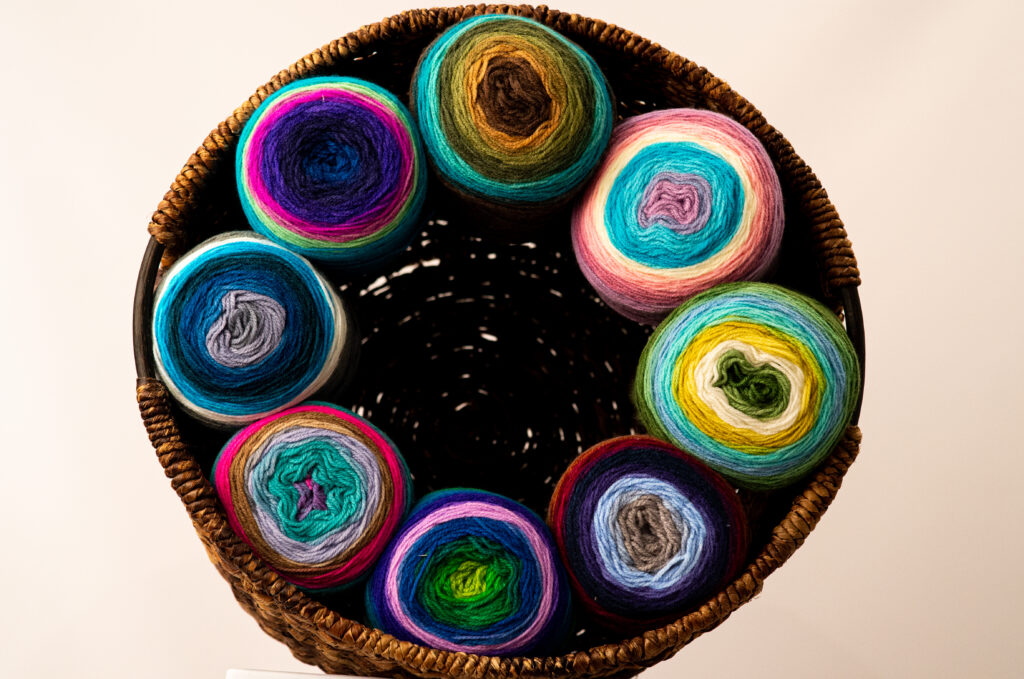 mandala yarn cakes