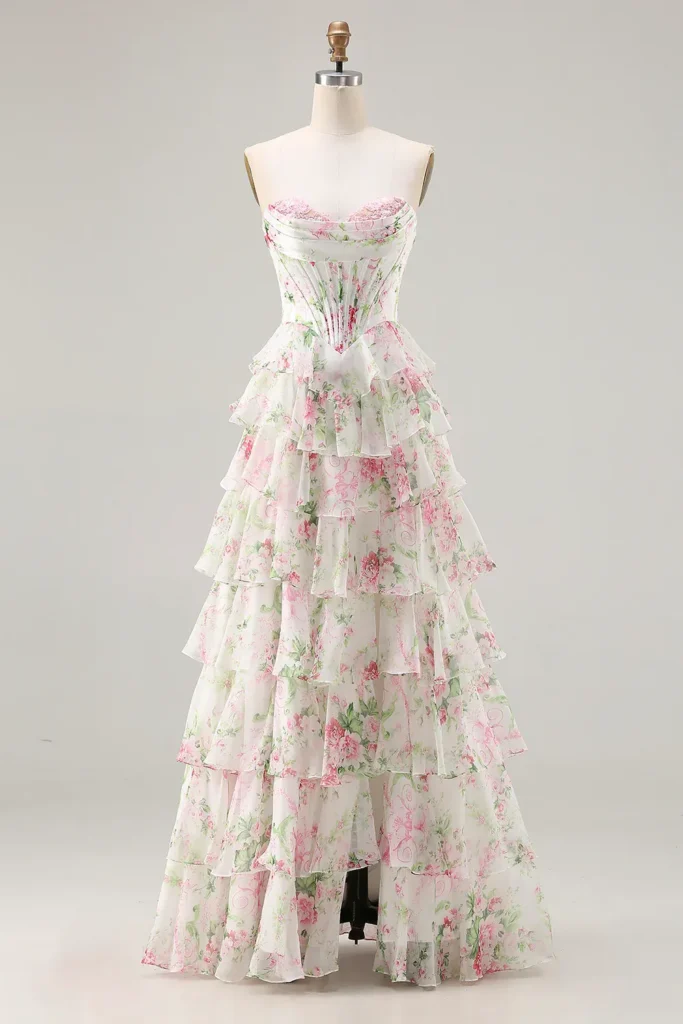 zapaka-pink-floral-sweetheart-corset-tiered-a-line-long-prom-dress-image